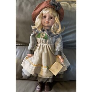 -DOLL Swan Collection Handcrafted Vinyl W/Fabric Body 19” Brown Eyes Blond Hair